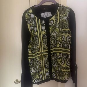 Black Long Sleeve Top with Lime Paisley Side Panels
